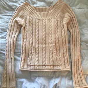 One Step Up beige cable knit sweater